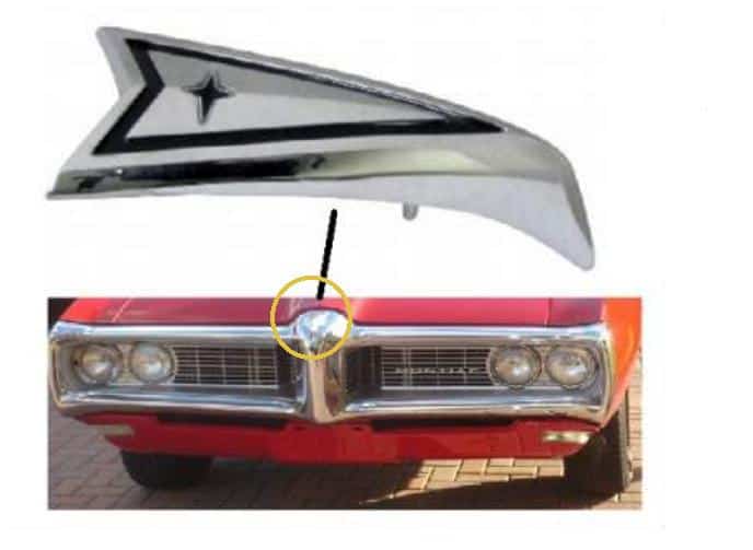 1968 GTO/LeMans front Bumper Emblem (steel bumper only)